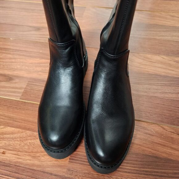 Franco Sarto Balin Leather Lug Sole Knee High Wide Calf Boots 7.5 NWT - Picture 5 of 11